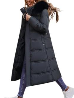 Minetom Winterjacke Damen Daunenjacke Lang Mantel Steppmantel Wintermantel Mit Kapuze Winter Warm Winddicht Daunenmantel Outdoorjacke Steppjacke Steppmantel D1 Schwarz L von Minetom