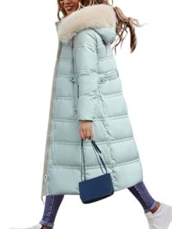 Minetom Winterjacke Damen Daunenjacke Lang Mantel Steppmantel Wintermantel Mit Kapuze Winter Warm Winddicht Daunenmantel Outdoorjacke Steppjacke Steppmantel D2 Grün XL von Minetom