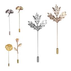 Broschen Pin Revers Pin Boutonniere Set, Lange Nadel Stecker Camellia/Maple Leaf/Ginkgo biloba/Rose Corsage für Anzug Kleid von MingJun