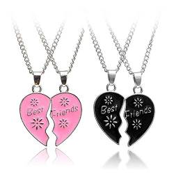 Mingjun 4 Stück Best Friends Halskette Herz Anhänger Schwester Halskette Freundschaftskette für Frauen Mädchen von MingJun