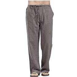 Herren Baumwoll Leinenhose Leichte lose elastische Taille Yoga Hosen Herren Leinenhose Lang Leicht Sommerhose Loose Fit Freizeithose Stoffhose In Leinen-Optik für Urlaub Strand Alltag von Mingfa.y