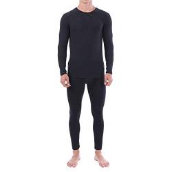 Herren Thermounterwäsche-Set, mit Fleece gefüttert, Oberteil, lange Unterhose, warme Basisschicht zum Skifahren Gr. X-Large, #7939schwarz von Minghe