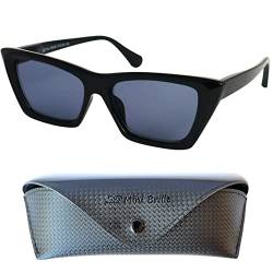 Mini Brille Klobige Sonnenbrille mit Sehstärke, Oversize Kunststoff Cateye Dicker Rahmen (Schwarz), Gratis Etui, Lesesonnenbrille Damen +1.0 Dioptrien von Mini Brille