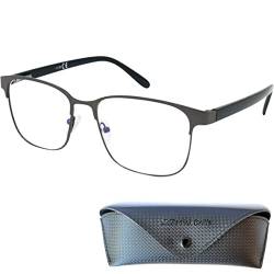Mini Brille Vintage Lesebrille mit großen Gläsern - mit Gratis Etui, Metall Rahmen und Kunststoff Brillenbügel (Graphit), Lesehilfe für Damen und Herren +1.0 Dioptrien von Mini Brille
