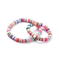Miniblings 2er Set Perlenarmband Armband Glücksarmband Mutter und Kind bunt Regenbogen Vinyl Beads - Origineller Modeschmuck - Damen Mädchen von Miniblings