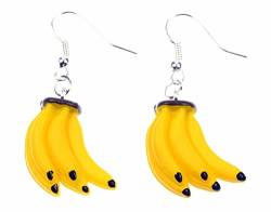 Miniblings Banane Ohrringe Hänger Bananenohrringe Sommer Obst Karneval Kunststoff - Handmade Modeschmuck I Ohrhänger Ohrschmuck versilbert von Miniblings