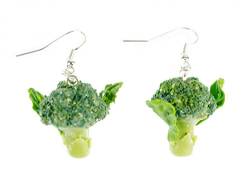 Miniblings Brokkoli Ohrringe Hänger Veggie Vegetarier Gemüse Kohl grün - Handmade Modeschmuck I Ohrhänger Ohrschmuck versilbert von Miniblings