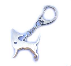 Miniblings Chihuahua Hund mit Herz Schlüsselanhänger Hundefreund silber - Handmade Modeschmuck I I Anhänger Schlüsselring Schlüsselband Keyring Edelstahl von Miniblings