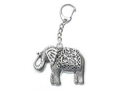 Miniblings Elefant Schlüsselanhänger Zoo Metall Muster- Handmade Modeschmuck I I Anhänger Schlüsselring Schlüsselband Keyring von Miniblings