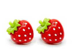 Miniblings Erdbeere Ohrstecker Stecker Mädchen Kinder Frucht Beere weiße Punkte - Handmade Modeschmuck - Ohrringe Stecker Ohrschmuck von Miniblings