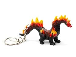 Miniblings Feuerdrache Schlüsselanhänger Fantasy Drache Feuer schwarz Flammen - Handmade Modeschmuck I Anhänger Schlüsselring Schlüsselband Keyring von Miniblings