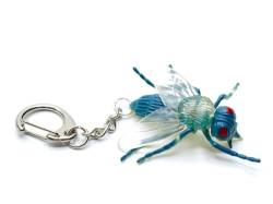 Miniblings Fliege Schlüsselanhänger Fliegen Ameise Insekt Halloween blau - Handmade Modeschmuck I I Anhänger Schlüsselring Schlüsselband Keyring von Miniblings