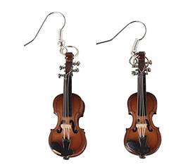 Miniblings Geigen Violine Instrument Ohrringe - Handmade Modeschmuck I Musik Geigerin mit Schatulle Box - Ohrhänger Ohrschmuck versilbert von Miniblings