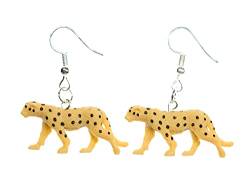 Miniblings Gepard Ohrringe Raubtier Afrika Raubkatze Gummi 30mm braun Safari - Handmade Modeschmuck I Ohrhänger Ohrschmuck versilbert von Miniblings