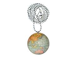 Miniblings Globus Erde Erdkugel Welt Halskette - Handmade Modeschmuck I Kette mit Anhänger Länge: 80cm - Erdkunde Holz gelasert von Miniblings