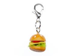 Miniblings Hamburger Cheeseburger Charm Zipper Pull 12mm - Handmade Modeschmuck I Kettenanhänger versilbert - Bettelanhänger Bettelarmband - Anhänger für Armband von Miniblings