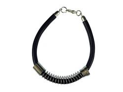 Miniblings Kabel Feder Armband Armband Upcycling Recycling Technik schwarz silber - Modeschmuck handmade - Damen Mädchen Bettelarmband von Miniblings
