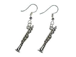 Miniblings Klarinetten Instrument Ohrringe - Handmade Modeschmuck I Orchester Klarinettistin Band Jazz Silber - Ohrhänger Ohrschmuck versilbert von Miniblings