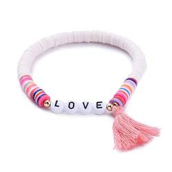 Miniblings LOVE Liebe Perlenarmband Armband Glücksarmband Vinyl Beads Scheiben Perlen Quaste Freundschaft - Origineller Modeschmuck - Damen Mädchen von Miniblings
