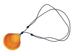 Miniblings Muschel Kette Anhänger Echte Jakobsmuschel Meer Lederband Boho Orange - Handmade Modeschmuck - Lederkette Jungen von Miniblings
