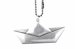 Miniblings Papierschiff Segelschiff Origami Halskette - Handmade Modeschmuck I Kette mit Anhänger Länge: 80cm - Boot versilbert flach XL von Miniblings