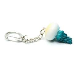 Miniblings Qualle Schlüsselanhänger Jellyfish Medusa weiß petrol - Handmade Modeschmuck I Anhänger Schlüsselring Schlüsselband Keyring von Miniblings