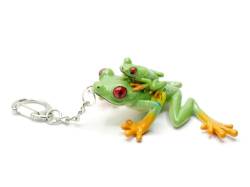 Miniblings Rotaugenlaubfrosch mit Baby Frosch grün - Handmade Modeschmuck I Anhänger Schlüsselring Schlüsselband Keyring von Miniblings