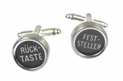 Miniblings Rücktaste Feststeller Schreibmaschine Manschettenknöpfe - Handmade I Manschettenknopf Cufflinks Hemdknöpfe I Holzbox inklusive - Rücktaste Feststeller Schreibmaschine von Miniblings