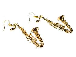 Miniblings Saxofonohrringe Ohrringe Saxofon Jazz Saxophonist Sax vergoldet + Box - Handmade Modeschmuck I Ohrhänger Ohrschmuck vergoldet von Miniblings
