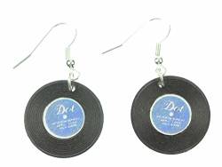 Miniblings Schallplatte Ohrringe Hänger Schallplatten Band LP Vinyl DJ blau Midi - Handmade Modeschmuck I Ohrhänger Ohrschmuck versilbert von Miniblings