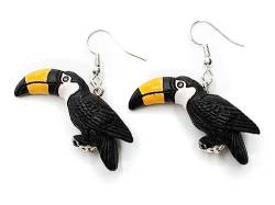 Miniblings Tukan Ohrringe Ohrring Hänger Vogel Tier Exotisch Keramik 40mm - Handmade Modeschmuck I Ohrhänger Ohrschmuck versilbert von Miniblings