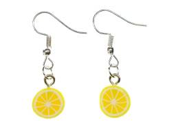 Miniblings Zitronen Ohrringe Hänger Frucht Orange Zitrone Limette Scheibe gelb - Handmade Modeschmuck I Ohrhänger Ohrschmuck versilbert von Miniblings