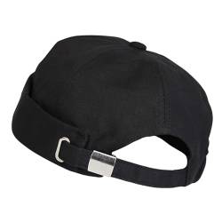 Minicloss Docker Cap Herren Damen Hut, Verstellbar Hafenmütze, Ohne Schirm Beanie Cap Retro Brimless Hat,Chinesischer Stil,Baumwolle,Kurz,Schwarz von Minicloss