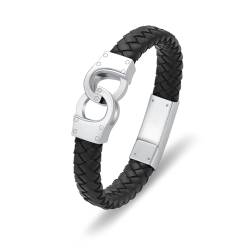 Minicremation Handschellen-Urnenarmband für Asche für Herren, geflochtenes Echtleder-Urnenarmband für menschliches Gedenken, Andenken, Manschette, Urnenarmreif für Männer und Frauen, 18cm/7.08", von Minicremation