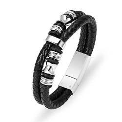 Minicremation Kremation Schmuck Urne Armband für Asche für geliebte Menschen Echtes Leder Memorial Urne Bangles Asche Halter Keepsake Armband für Männer (22, Silber) von Minicremation