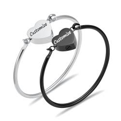 Minicremation Urnenarmband für Asche, Herz-Urnenarmband, Armreif, Gedenkgeschenk, Einäscherungsarmband, Asche, Andenken für Damen und Herren, Customize, Edelstahl, Ohne Edelstein von Minicremation