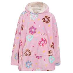 Minikidz Riesiger Kapuzenpullover für Mädchen und Jungen, Kinder, weich, warm, Winter-Fleece, Lounge-Kapuzenpullover – Weihnachtsregenbögen, Camouflage, Donuts, Gaming (Donuts), Donuts, Einheitsgröße von Minikidz