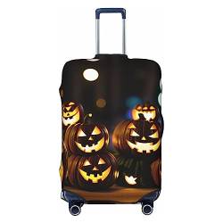 Halloween-Kürbis-Reisegepäckabdeckung, robuster Koffer-Schutz, passend für 45,7 - 81,3 cm große Gepäckstücke, Größe M, Schwarz, Medium von Miniks