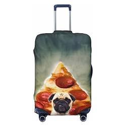 Miniks Funny Mops Dog Pizza Travel Luggage Cover Durable Suitcase Protector Fits 18-32 Inch Luggage Large, Schwarz, Large von Miniks