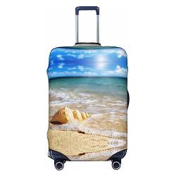 Miniks Ocean Seashell Reisegepäckabdeckung, robuster Koffer-Schutz, passend für 45,7 - 81,3 cm große Gepäckstücke, Schwarz, Large von Miniks