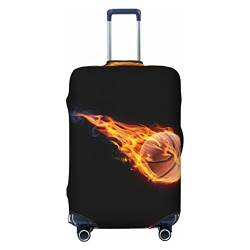 Miniks Reisegepäckhülle, Motiv: Basketball auf Feuer, strapazierfähig, passend für 45,7 - 81,3 cm große Gepäckstücke, Schwarz, Large von Miniks