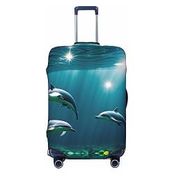 Miniks Reisegepäckhülle, Motiv: Delphin unter dem Meer, robuster Koffer-Schutz, passend für 45,7 - 81,3 cm große Gepäckstücke, klein, Schwarz, Small von Miniks
