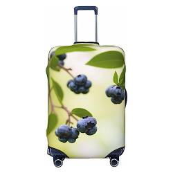 Miniks Reisegepäckhülle mit Blaubeeren-Aufdruck, strapazierfähig, passend für 45,7 - 81,3 cm große Gepäckstücke, Schwarz, Large von Miniks