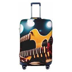 Miniks Reisegepäckhülle mit Gitarrenmuster, strapazierfähig, passend für 45,7 - 81,3 cm große Gepäckstücke, Schwarz, Large von Miniks