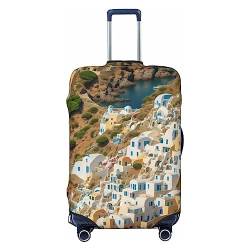 Miniks Reisegepäckhülle mit griechischer Architektur, bedruckt, strapazierfähig, passend für 45,7 - 81,3 cm große Gepäckstücke, Schwarz, Large von Miniks