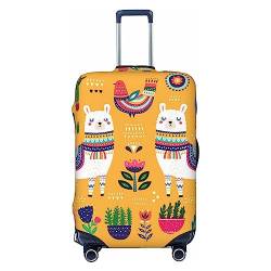 Miniks Reisegepäckhülle mit niedlichem Cartoon-Alpaka-Motiv, strapazierfähig, passend für 45,7 - 81,3 cm große Gepäckstücke, Größe XL, Schwarz, X-Large von Miniks