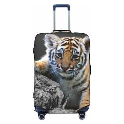 Miniks Reisegepäckhülle mit niedlichem Tiger, strapazierfähig, passend für 45,7 - 81,3 cm große Gepäckstücke, Größe XL, Schwarz, X-Large von Miniks