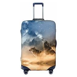 Miniks Reisegepäckhülle mit zwei Wölfen, strapazierfähig, passend für 45,7 - 81,3 cm große Gepäckstücke, Größe XL, Schwarz, X-Large von Miniks