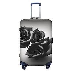 Miniks Schwarze Rosen, Reisegepäckabdeckung, robuster Kofferschutz, passend für 45,7 - 81,3 cm große Gepäckstücke, klein, Schwarz, Small von Miniks