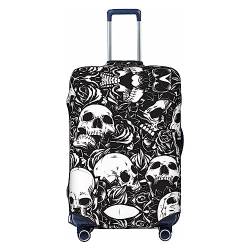 Miniks Totenkopf-Reisegepäckabdeckung, robuster Koffer-Schutz, passend für 45,7 - 81,3 cm große Gepäckstücke, Schwarz, Large von Miniks